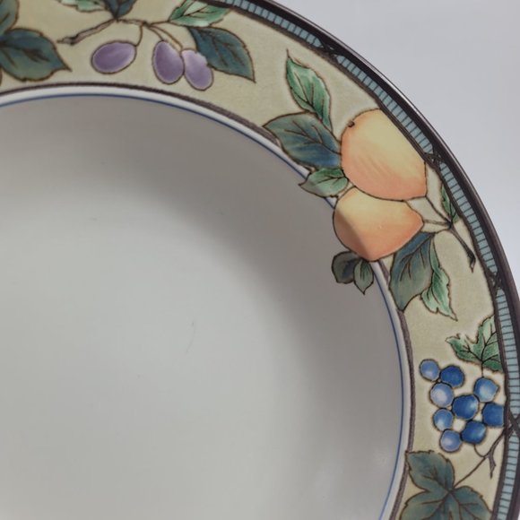 TWO Mikasa Intaglio Garden Harvest Rim Soup Bowls Fruit and Leaves on Rim - Picture 5 of 13